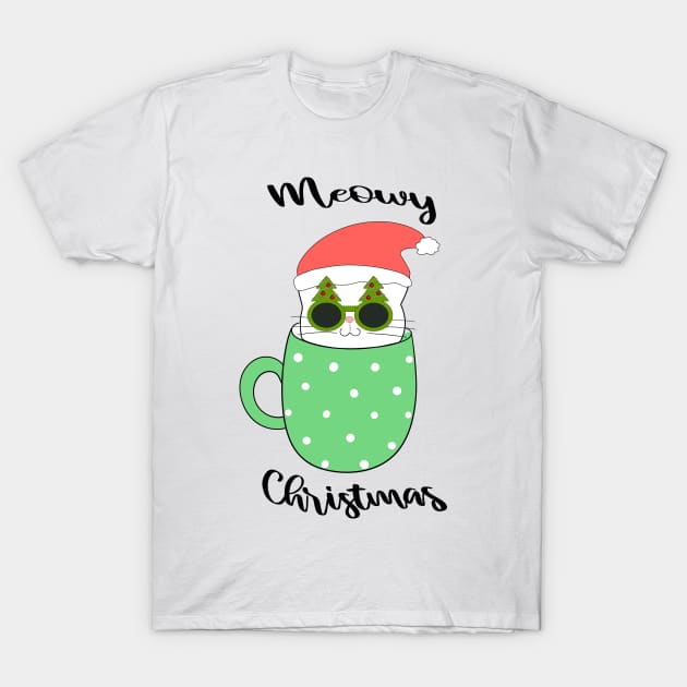 Cat christmas Meowy christmas T-Shirt by kikibul